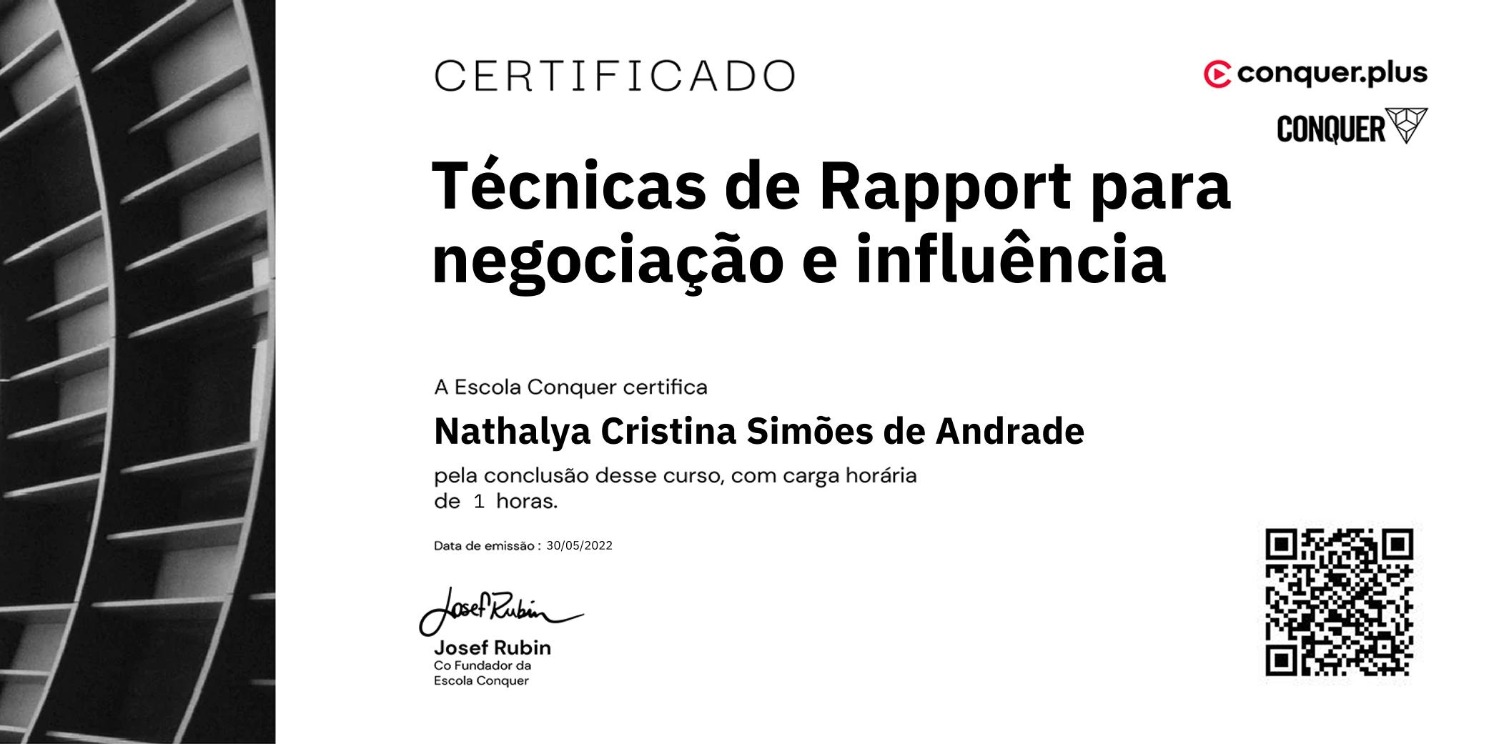 Certificado de Técnicas de Rapport para negociação e influência